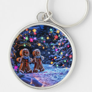 Christmas gingerbread men snow magic key ring