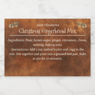 Christmas Gingerbread Mix Personalised Brown  Food Label