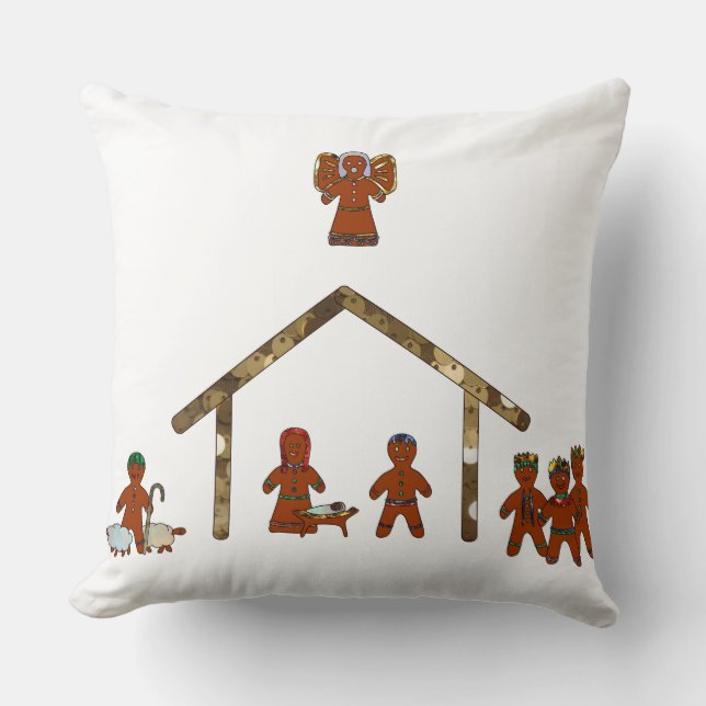 christmas gingerbread nativity cushion (Front)