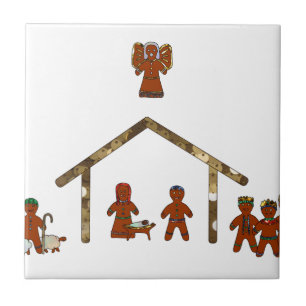 christmas gingerbread nativity tile