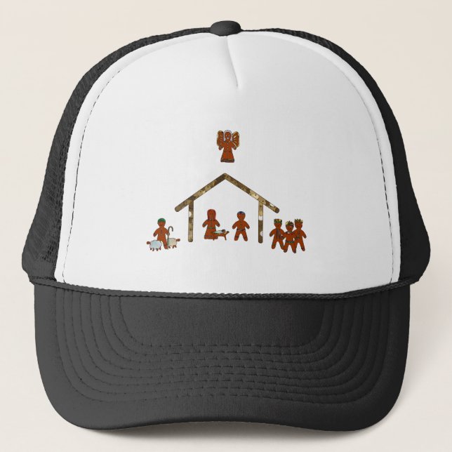 christmas gingerbread nativity trucker hat (Front)