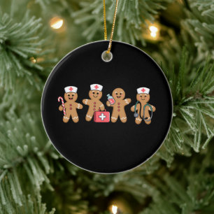 Christmas Gingerbread Nurse Team Crew Gifts Ceramic Ornament