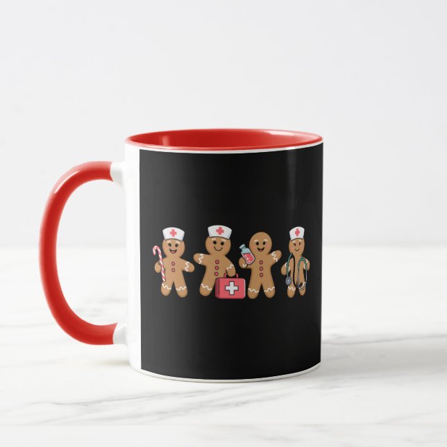 Christmas Gingerbread Nurse Team Crew Gifts Mug (Left)