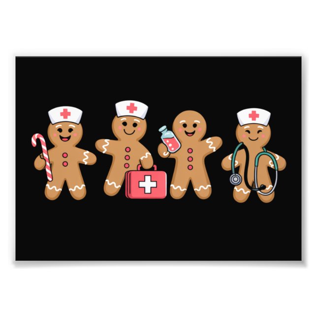 Christmas Gingerbread Nurse Team Crew Gifts Photo Print (Front)