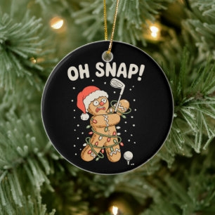 Christmas Gingerbread Oh Snap Cookie Golf Golfer Ceramic Ornament