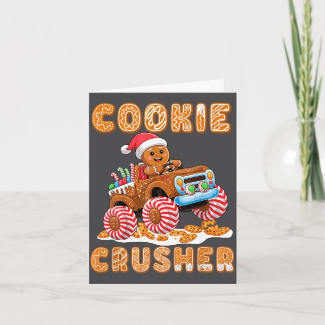 Christmas Gingerbread Pajamas Cookie Crusher Monst Card (Front)