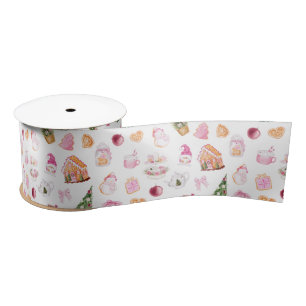 Christmas Gingerbread Pink Satin Ribbon