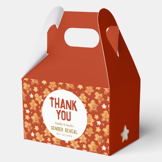 Christmas Gingerbread Red and White  Favour Box (Front)