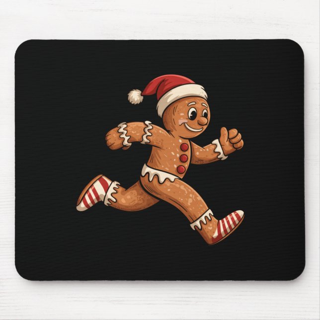 Christmas Gingerbread Running Funny Runners Pajama Mouse Pad (Front)