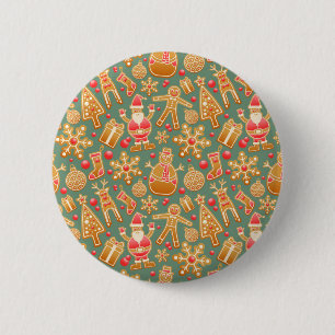 christmas gingerbread santa 6 cm round badge