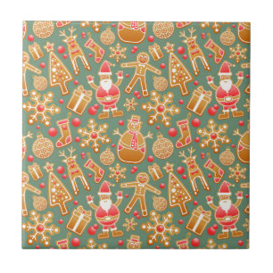 christmas gingerbread santa ceramic tile