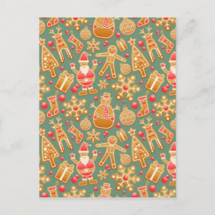 christmas gingerbread santa holiday postcard