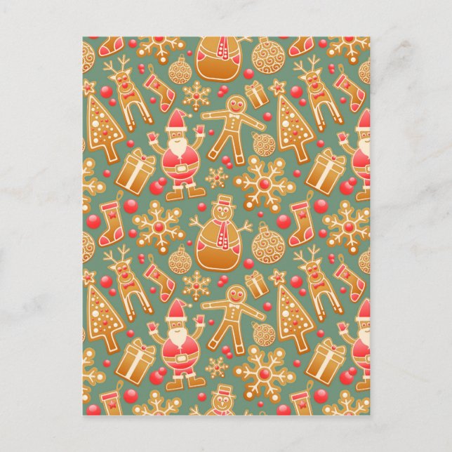 christmas gingerbread santa holiday postcard (Front)
