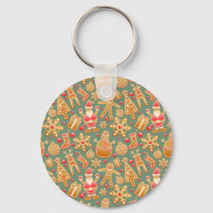 christmas gingerbread santa key ring