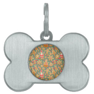 christmas gingerbread santa pet name tag