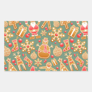 christmas gingerbread santa rectangular sticker