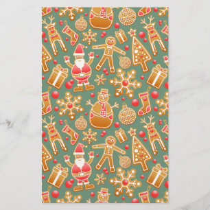 christmas gingerbread santa stationery
