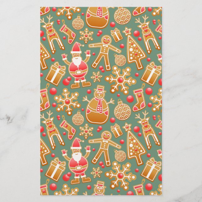 christmas gingerbread santa stationery (Front)