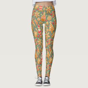 christmas gingerbread santa xmas leggings