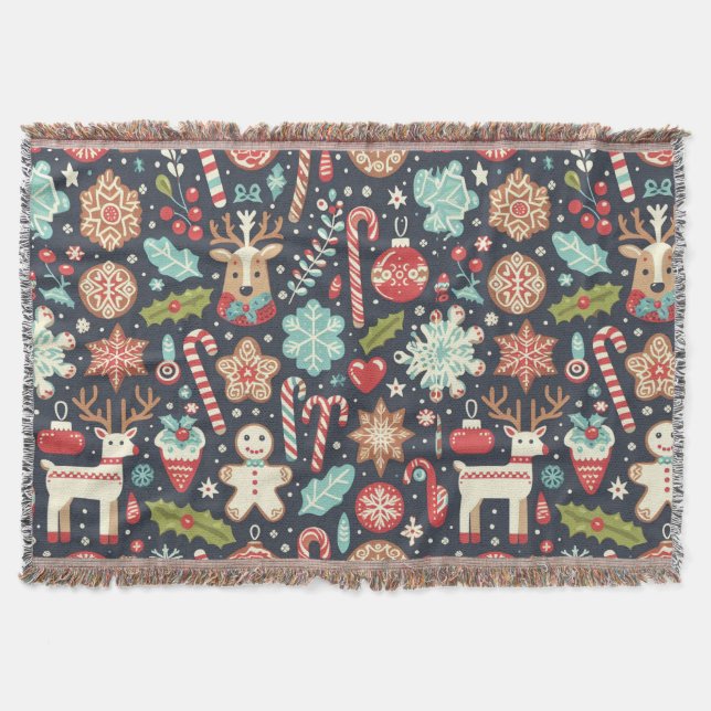 Christmas Gingerbread Seamless Pattern  Throw Blanket (Front)
