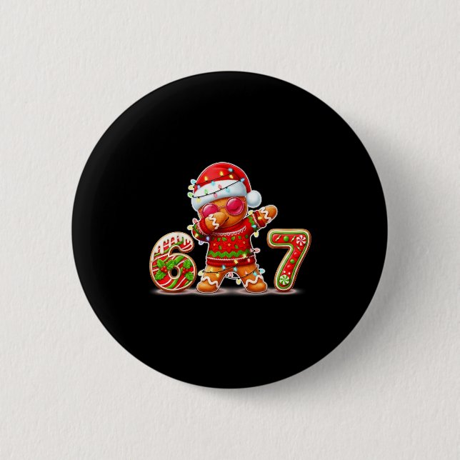 Christmas Gingerbread Six Seven 67 Ice Cream Drip  6 Cm Round Badge (Front)