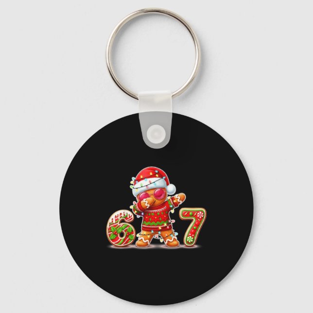 Christmas Gingerbread Six Seven 67 Ice Cream Drip  Key Ring (Front)