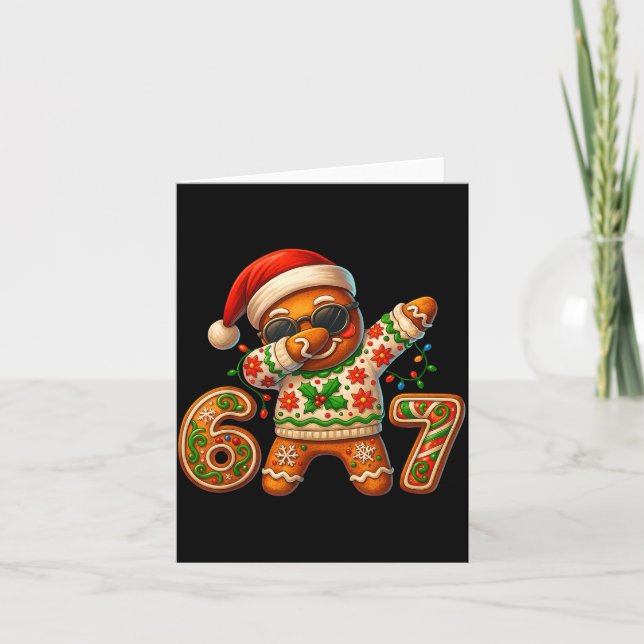 Christmas Gingerbread Six Seven 67 Meme Xmas Slang Card (Front)