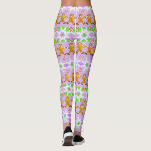 Christmas Gingerbread & Snowflake Pattern Leggings