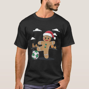 Christmas Gingerbread Soccer Xmas Kid Player Kick T-Shirt
