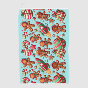 Christmas gingerbread space golf towel