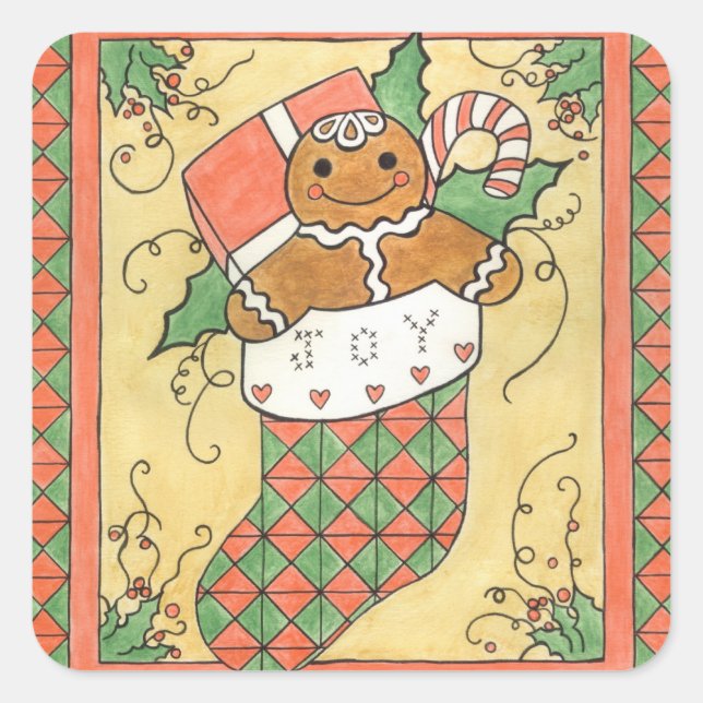 Christmas Gingerbread Stocking Stickers (Front)