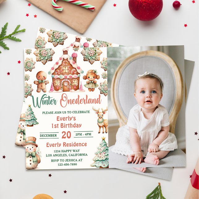  Christmas Gingerbread Winter Onederland Birthday  Invitation (Creator Uploaded)