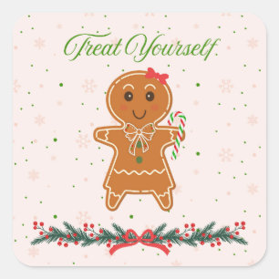 Christmas Gingerbread Woman Square Sticker