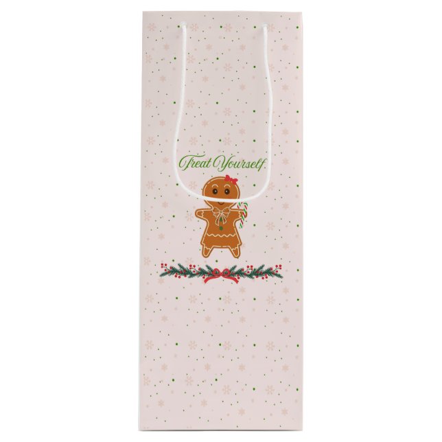 Christmas Gingerbread Woman Wine Gift Bag (Front)