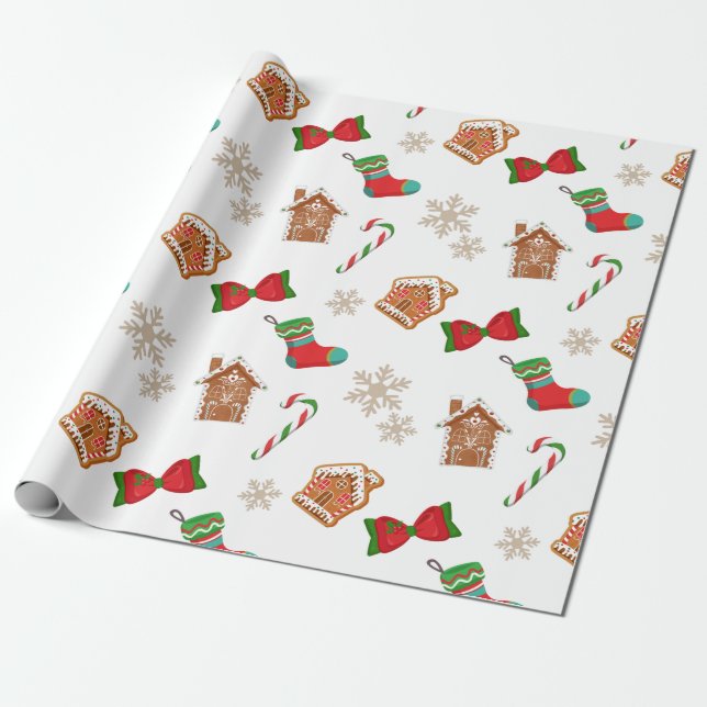 Christmas Gingerbread Wrapping Paper (Unrolled)