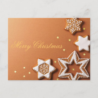 Christmas Gingerbreads With Golden Stars Holiday Postcard