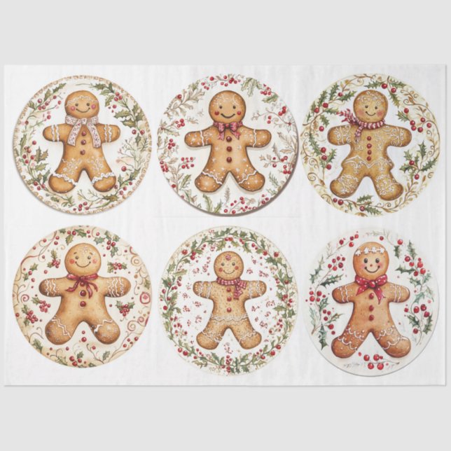 Christmas Gingerman Rounds Tissue Paper (Front)