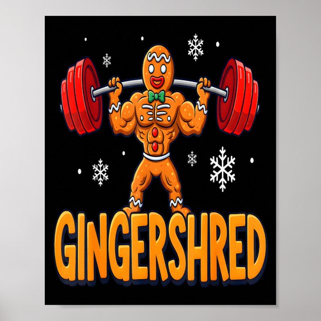 Christmas Gingershred Gym Bodybuilding Funny Ginge Poster (Front)