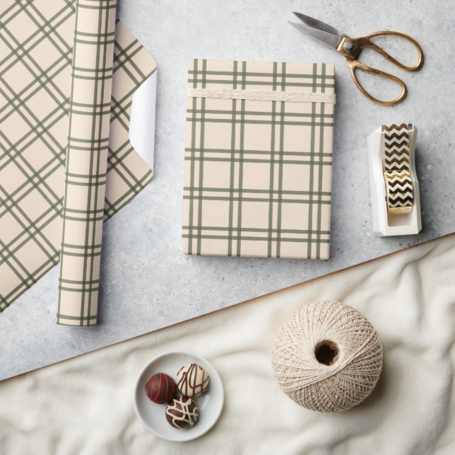 Christmas Gingham Grid Vintage Traditional Modern Wrapping Paper (Crafts)