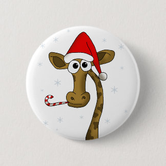 Christmas giraffe 6 cm round badge