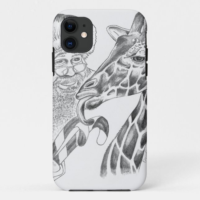 Christmas Giraffe and Santa Case-Mate iPhone Case (Back)