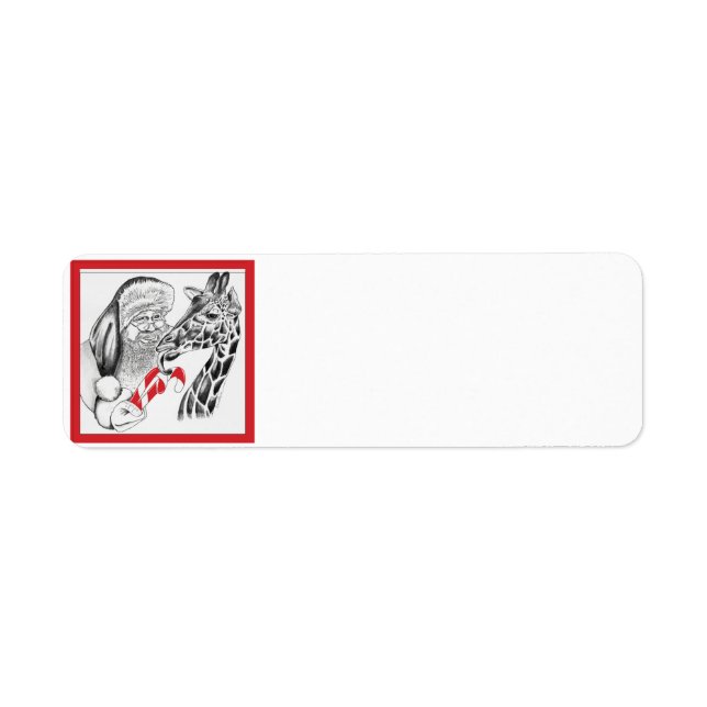 Christmas Giraffe and Santa Claus Return Address Label (Front)