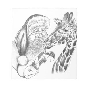 christmas giraffe and Santa Notepad