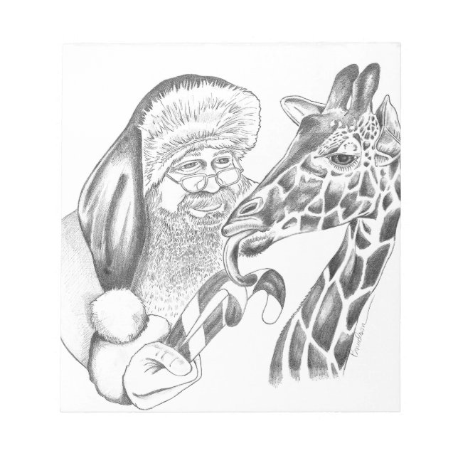 Christmas giraffe and Santa Notepad (Front)