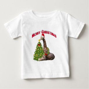 Christmas Giraffe Baby T-Shirt