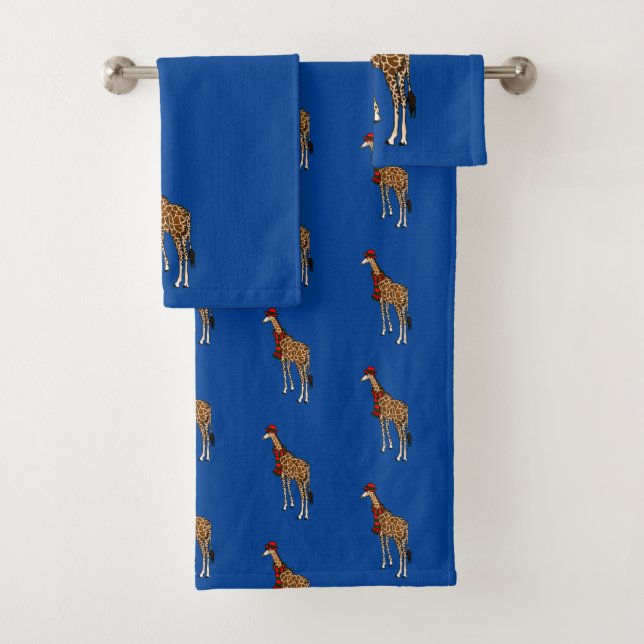 Christmas Giraffe Bath Towel Set (Insitu)