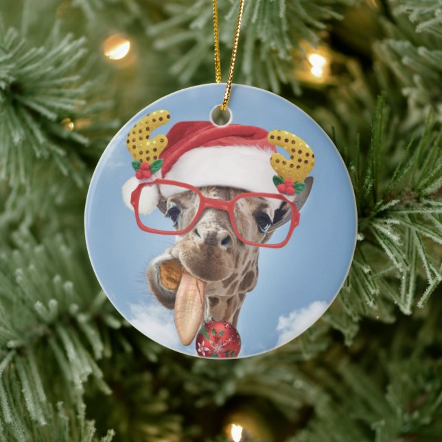 Christmas giraffe ceramic ornament (Tree)