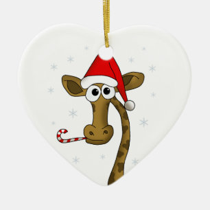 Christmas giraffe ceramic ornament