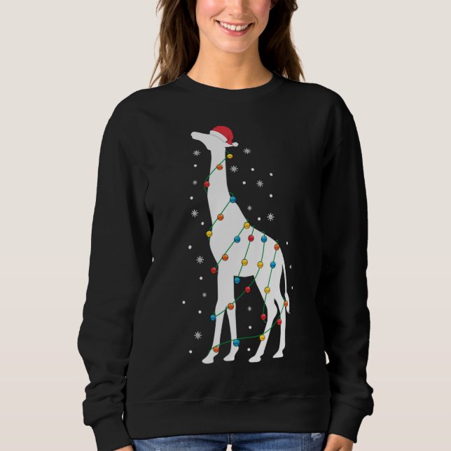 Christmas Giraffe Christmas Lights Santa Hat Anima Sweatshirt (Front)