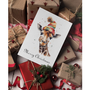 Christmas Giraffe customisable Holiday Card